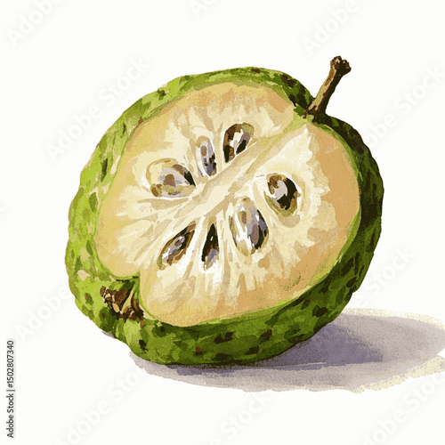 Emerald Annona Flow cherimoya isolated watercolor vector illustration svg