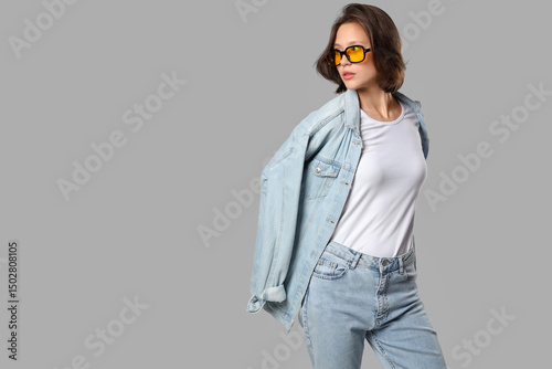Beautiful young woman in st...