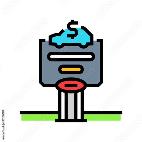 dealership car business color icon vector illustration