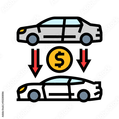trade in car dealership color icon vector illustration