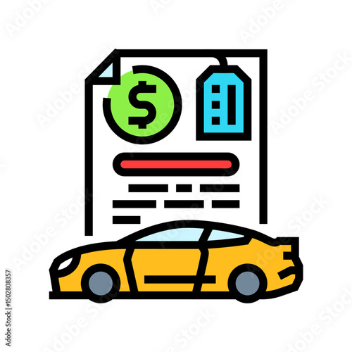 buying contract car dealership color icon vector illustration