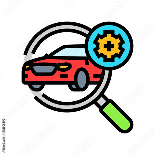 vehicle inspection car dealership color icon vector illustration