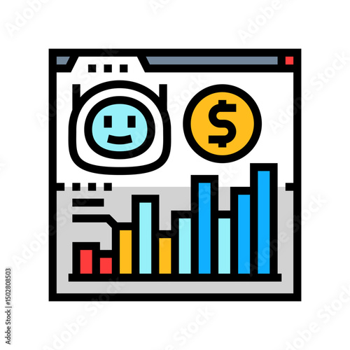 ai powered financial advisor fintech color icon vector illustration