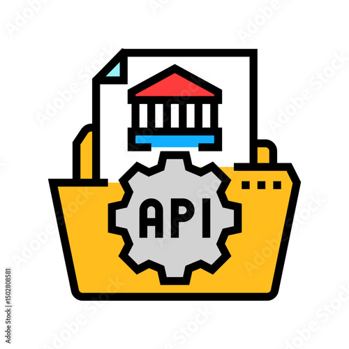 open banking api fintech color icon vector illustration