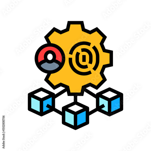blockchain based identity verification color icon vector illustration
