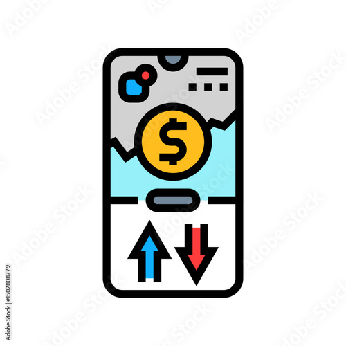 micro investment app fintech color icon vector illustration