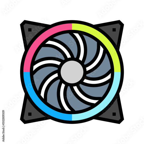 rgb led cooling fans gaming pc color icon vector illustration