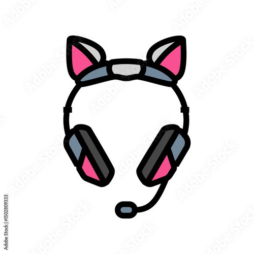 headset microphone gaming pc color icon vector illustration