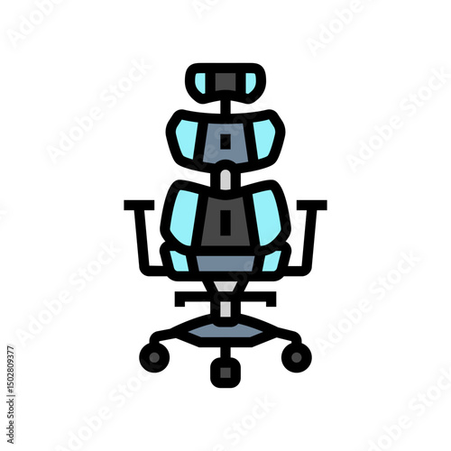 ergonomic gaming chair gaming pc color icon vector illustration