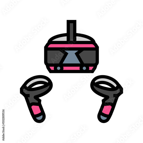 vr headset gaming gaming pc color icon vector illustration