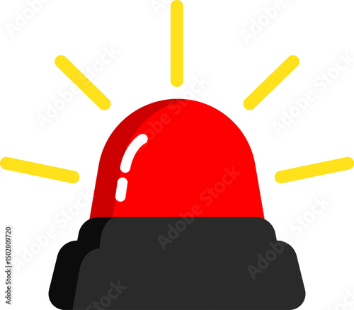 Flat Red Siren Icon Warning Sign