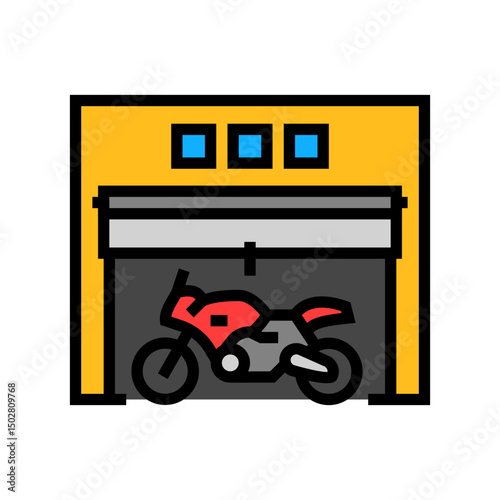 motorcycle garage color icon vector illustration