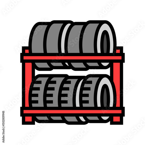 spare tires stacked garage color icon vector illustration