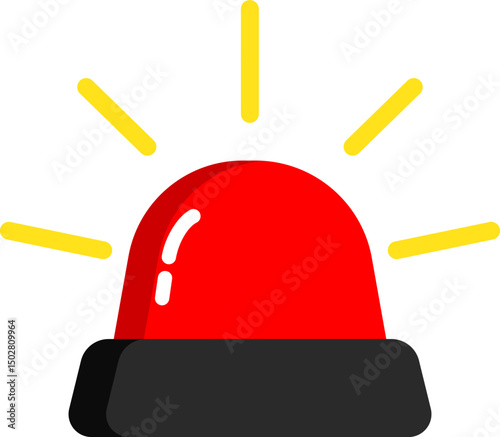 Red Siren Icon Flat Style Caution