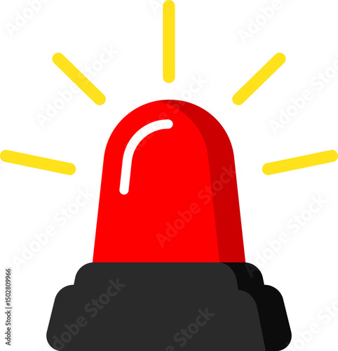 Flat Icon Red Siren Warning Alert