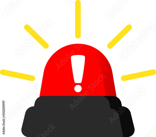 Flat Siren Icon Red For Warning