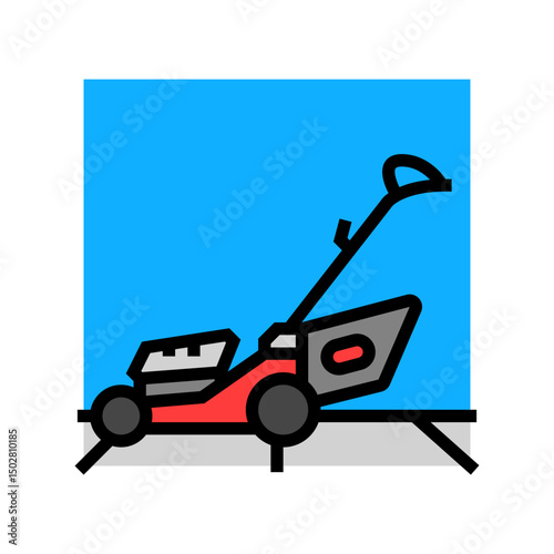 lawnmower stored garage color icon vector illustration