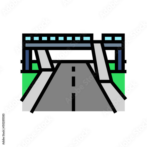 pedestrian bridge highway road color icon vector illustration