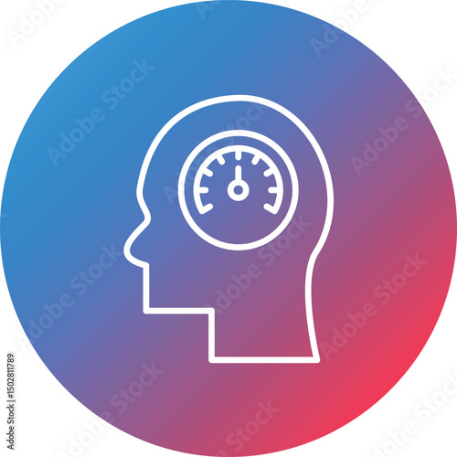 Mental Control Line Gradient Circle Background Icon