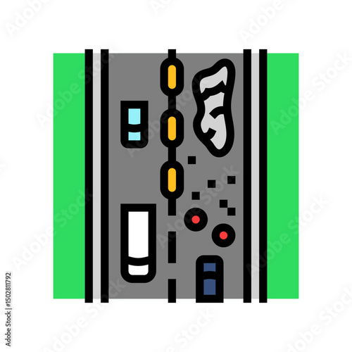 construction zone highway road color icon vector illustration