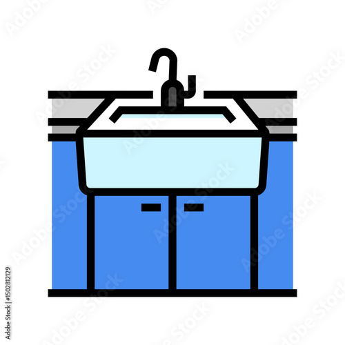 farmhouse sink color icon vector illustration