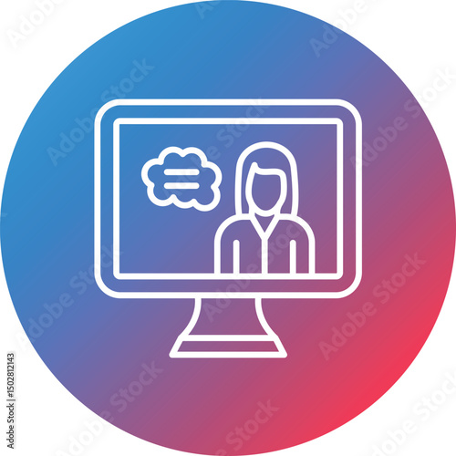 Online Counseling Line Gradient Circle Background Icon