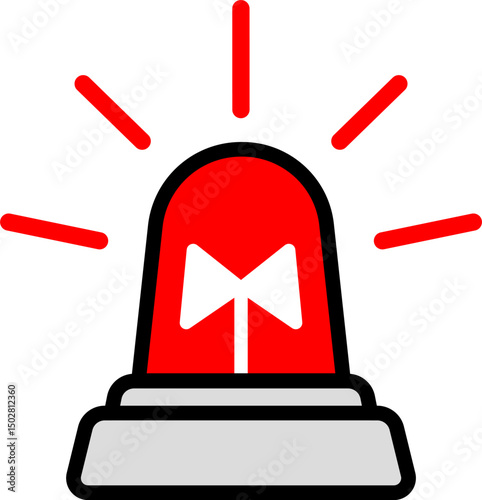 Black Outline Siren Caution Sign