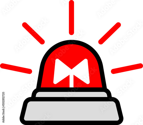 Black Line Siren On Red Background