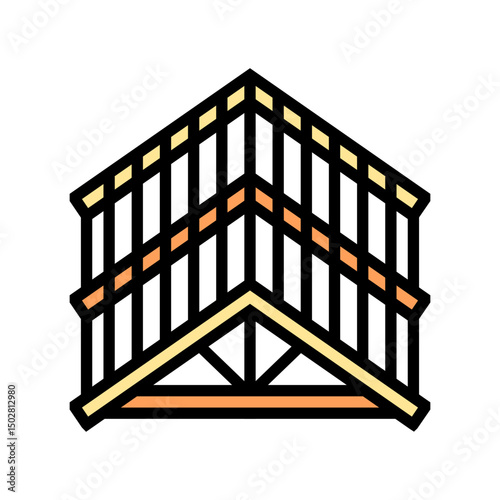 roof framing wood frame house color icon vector illustration