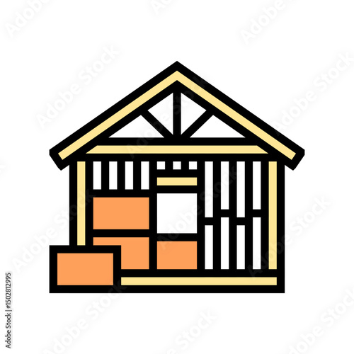 siding frame wood frame house color icon vector illustration
