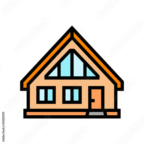 chalet style cabin color icon vector illustration