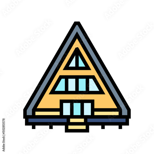scandinavian style wood cabin color icon vector illustration