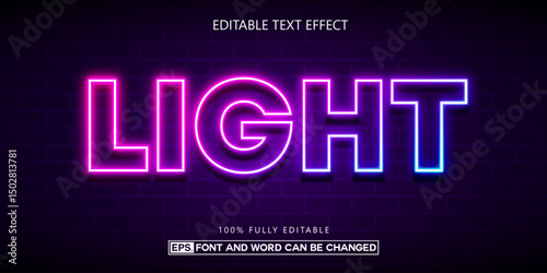 Light neon editable text effects