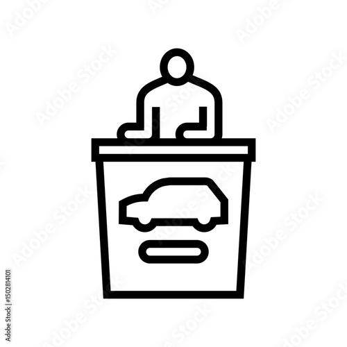 customer service desk car dealership line icon vector illustration