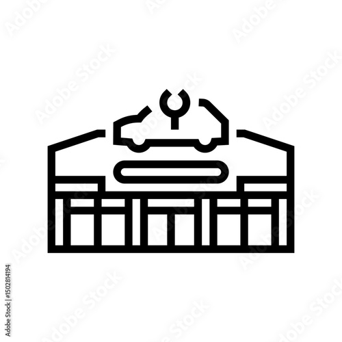 service center car dealership line icon vector illustration