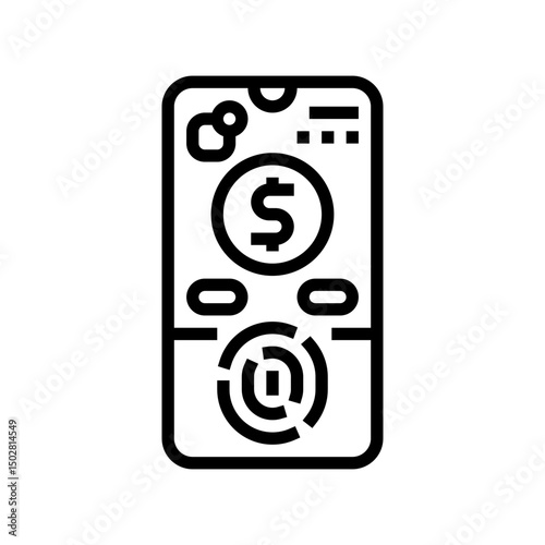 biometric payment authentication fintech line icon vector illustration