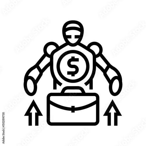robo investment portfolio fintech line icon vector illustration