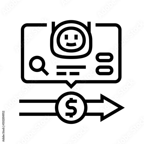 transaction monitoring ai fintech line icon vector illustration