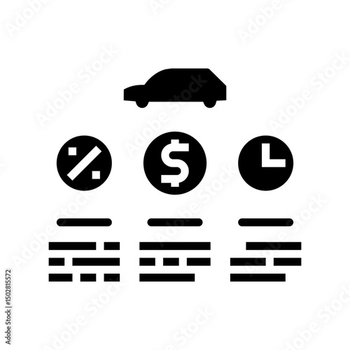 finance options car dealership glyph icon vector illustration