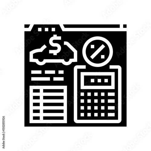 payment calculator car dealership glyph icon vector illustration