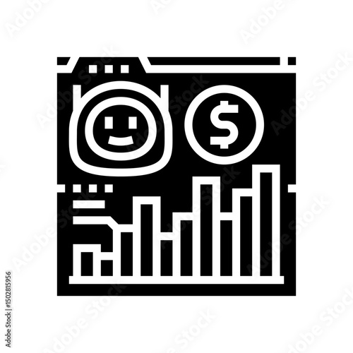 ai powered financial advisor fintech glyph icon vector illustration