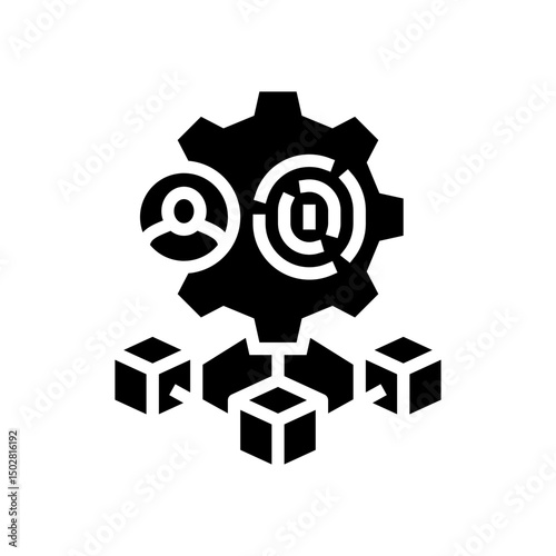blockchain based identity verification glyph icon vector illustration
