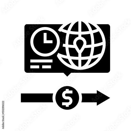 instant cross border payments fintech glyph icon vector illustration