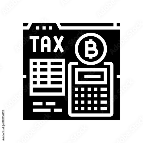 crypto tax calculation fintech glyph icon vector illustration
