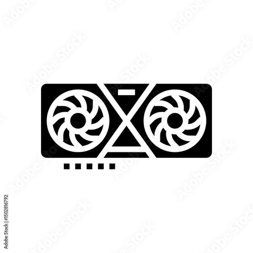 high performance graphics card gaming pc glyph icon vector illustration