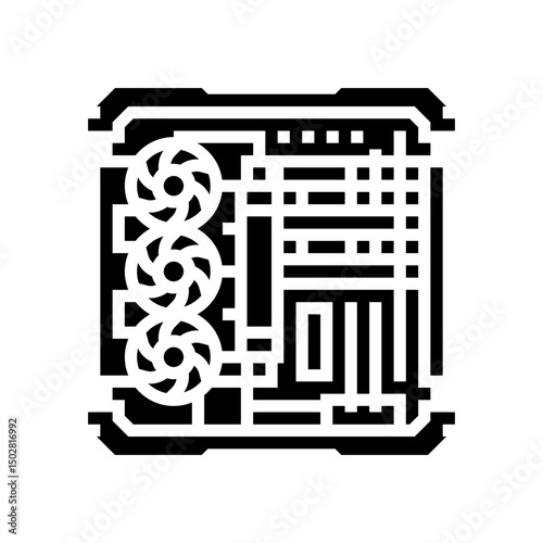 custom build open case gaming pc glyph icon vector illustration