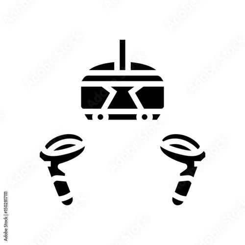 vr headset gaming gaming pc glyph icon vector illustration