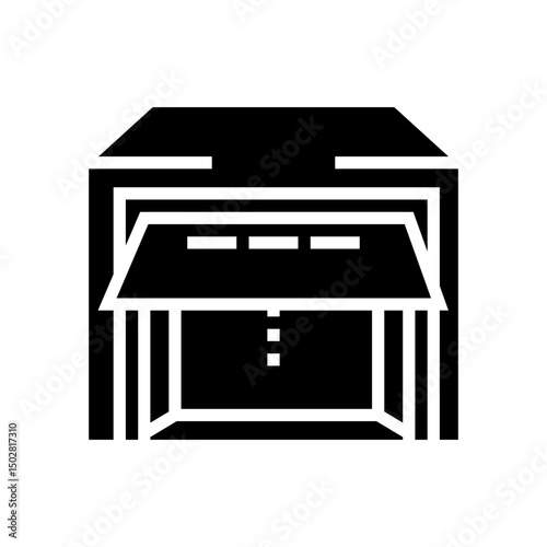 garage exterior open door glyph icon vector illustration