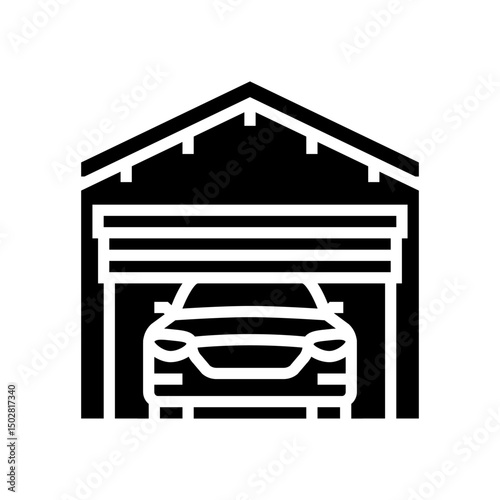 car inside garage glyph icon vector illustration