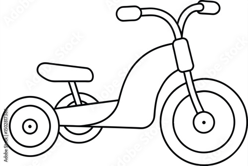 Simple tricycle outline isolated on white background for kids design